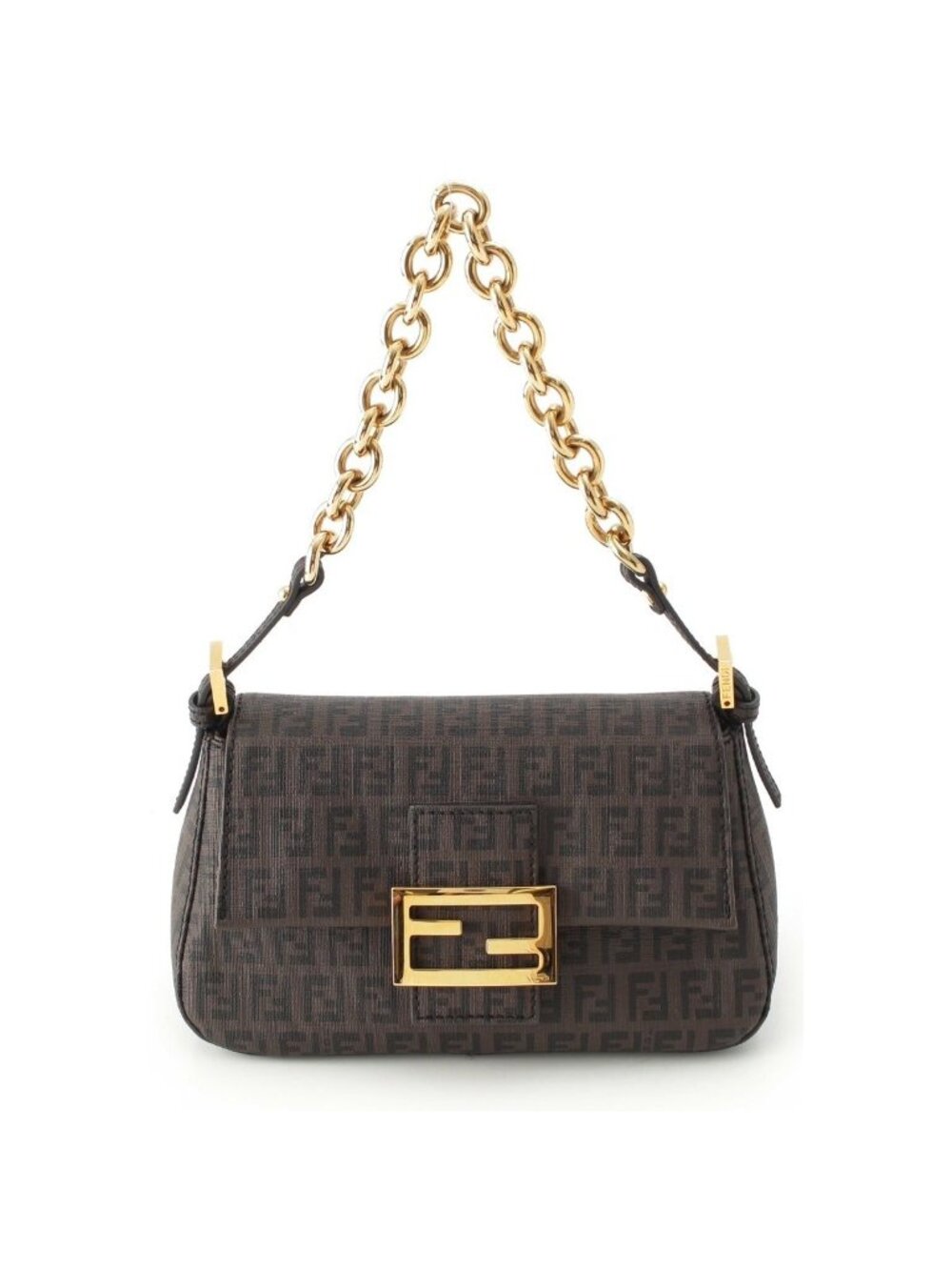 Fendi Zucchino Mini Chain Shoulder Bag Brown